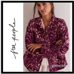 Free People We The Free Calico Flannel Shirt Floral Printed Western